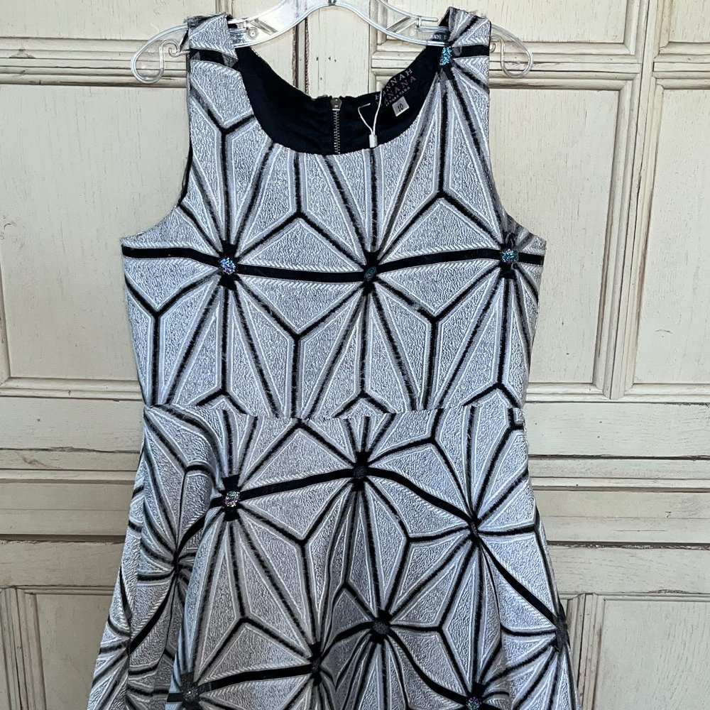 Hannah Banana Fit & Flare Skater Dress with Iridescent Dot Design Girls Size 10